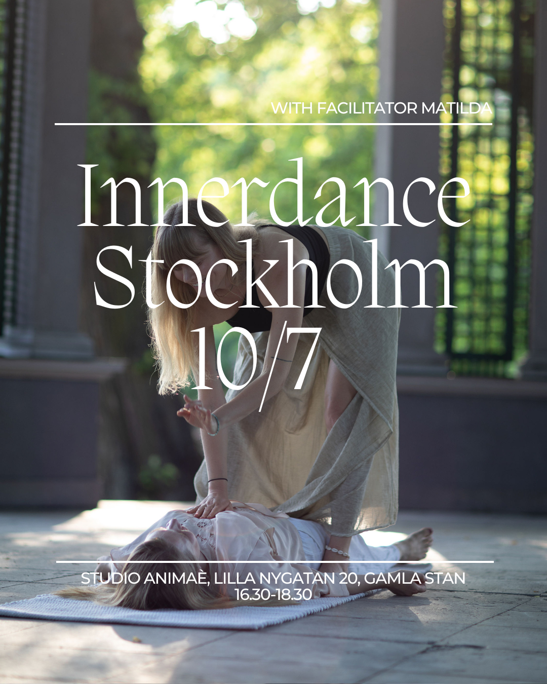 Innerdance with Innerdance Facilitator Matilda, in Stockholm, Sweden Sverige. Innerdance is a healing modality, that relaxes your nervous system and expands your consciousness.